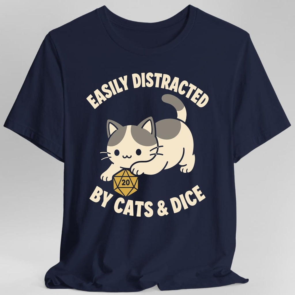 Easily Distracted By Cats & Dice Kawaii T-Shirt