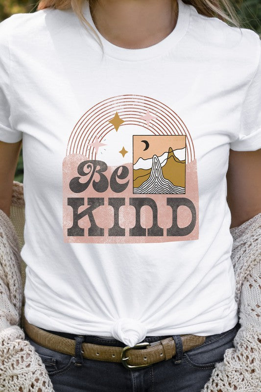 Be Kind Boho Moon Night Desert Scene Graphic Tee T-Shirt
