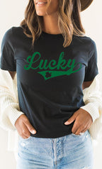 Vintage Lucky with Shamrock Graphic Tee T-Shirt