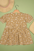 Embroidered fabric V shape Yoke Dress