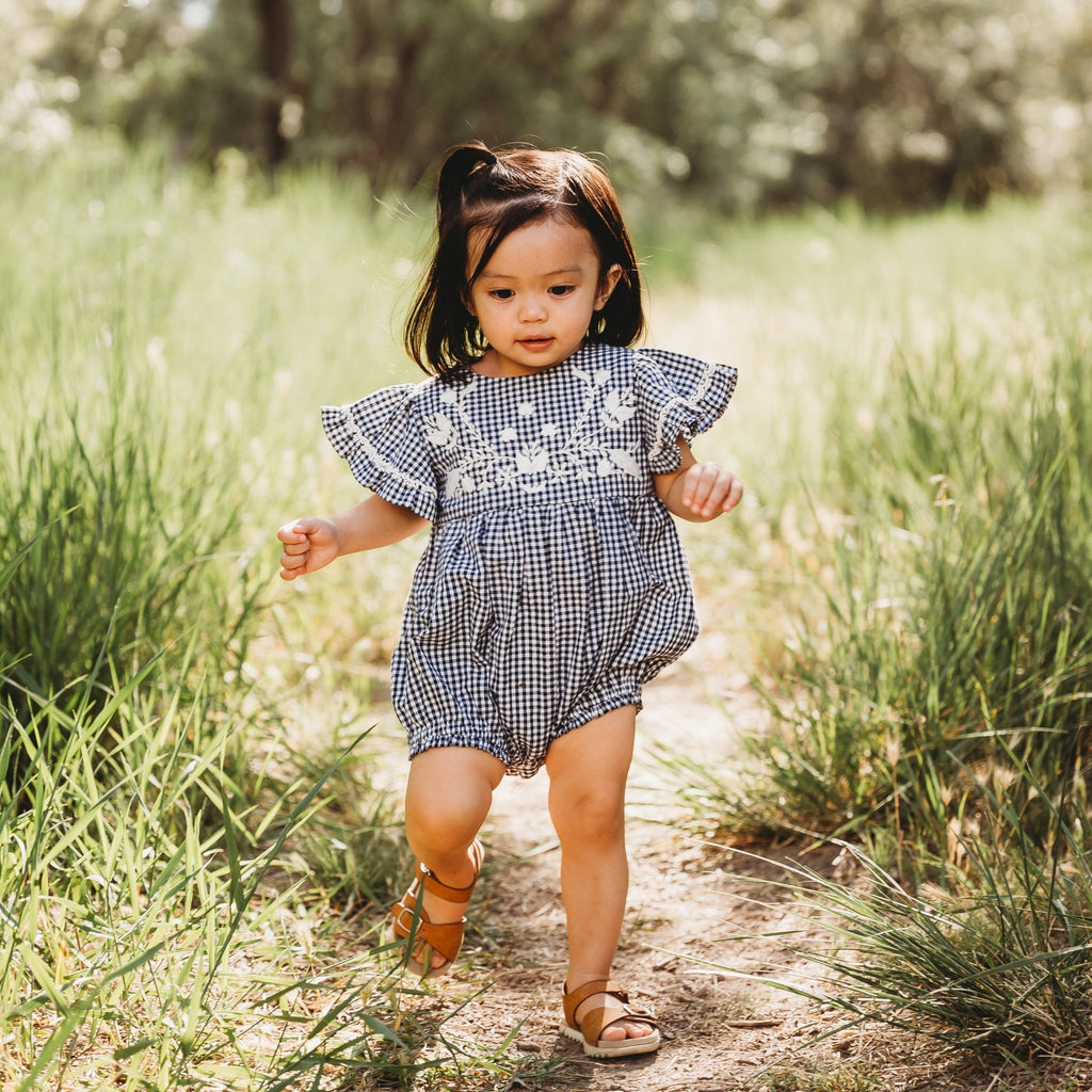 Embroidered Yoke Eith Ruffle Sleeves Romper