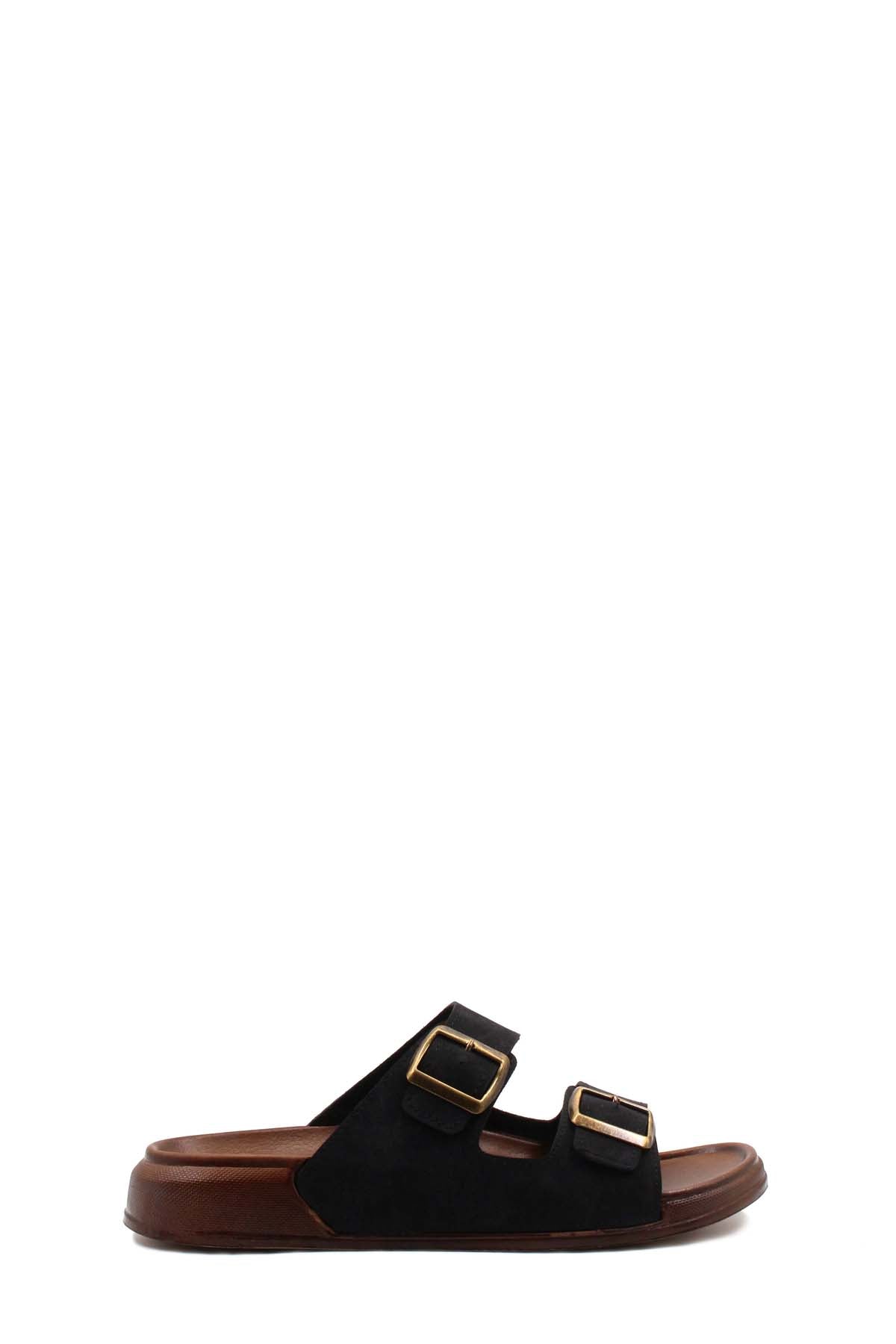 Black Double-Buckle Slide Sandals for Men | Wessi