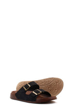Black Double-Buckle Slide Sandals for Men | Wessi