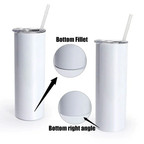 20oz FLAT EDGE bottom completely straight Blank gloss white sublimation tumbler