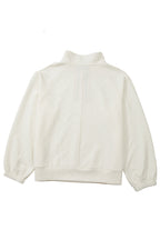 Beige Plus Size Rhombus Texture Contrast Striped Collar Baggy Sweatshirt