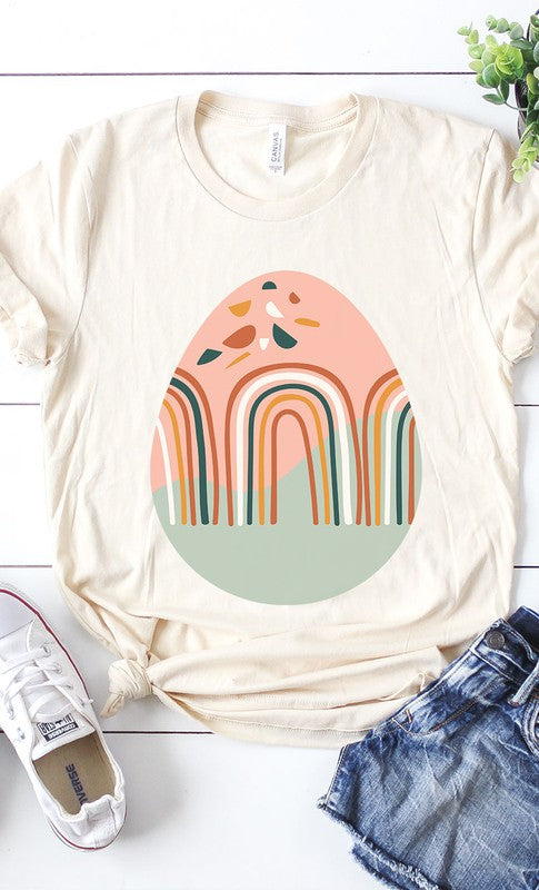 Boho Rainbow Easter Egg Graphic Tee T-Shirt