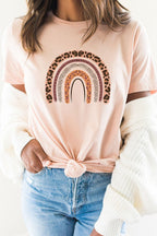 Leopard Brown Boho Rainbow Graphic Tee T-Shirt