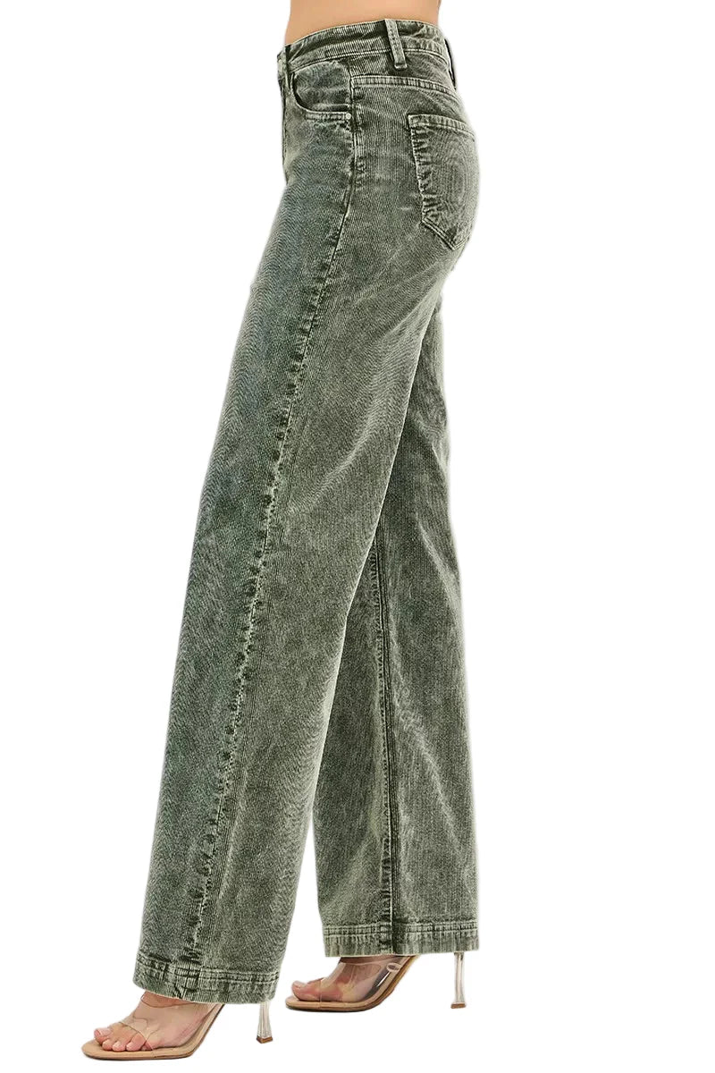 RISEN Full Size High Rise Wide Leg Corduroy Jeans Plus Size