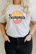Summer Fruit Slices Watermelon Orange Graphic Tee T-Shirt