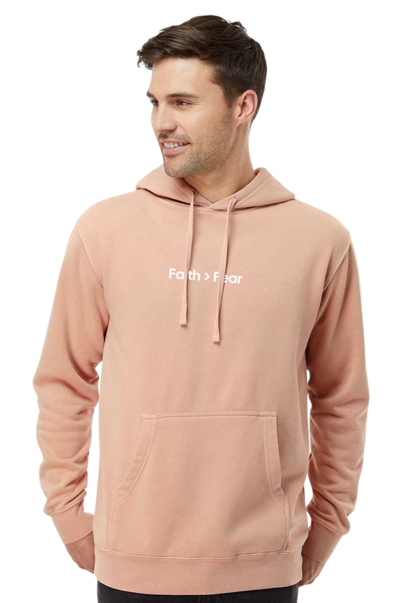 Faith > Fear Unisex Pigment-Dyed Hoodie Sweatshirt