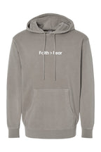 Faith > Fear Unisex Pigment-Dyed Hoodie Sweatshirt