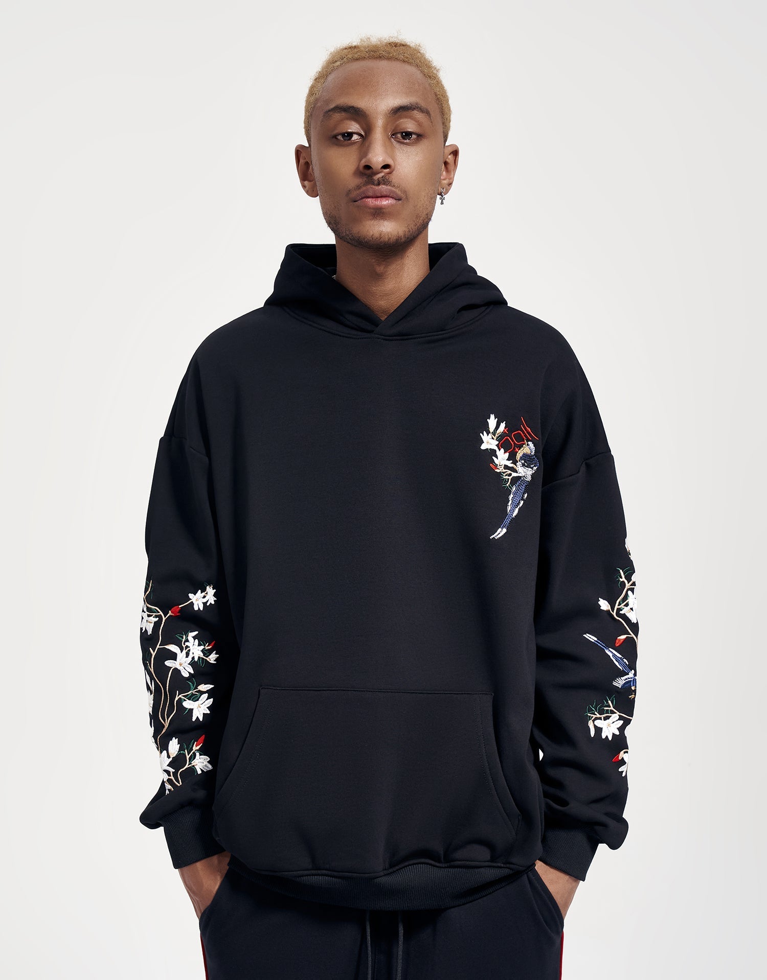 KH9083 Flowers Birds Embroidery Hoodie