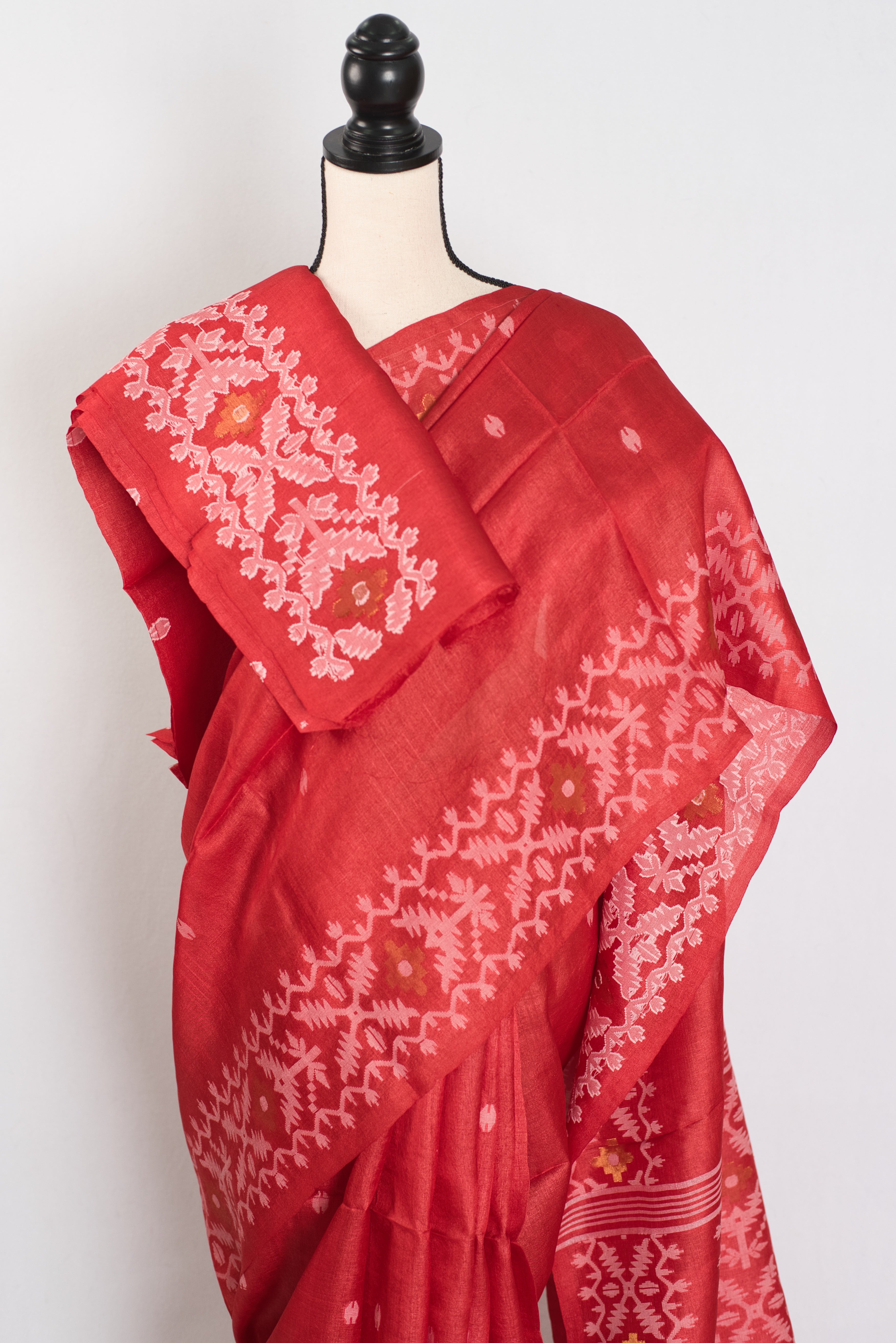 Rai: Bengal Tussar Silk Saree | Hand-Inspired Jamdani Weaving | Certified Silk