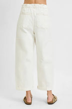RISEN Full Size High Rise Crop Wide Barrel Cargo Pocket Jeans Plus Size