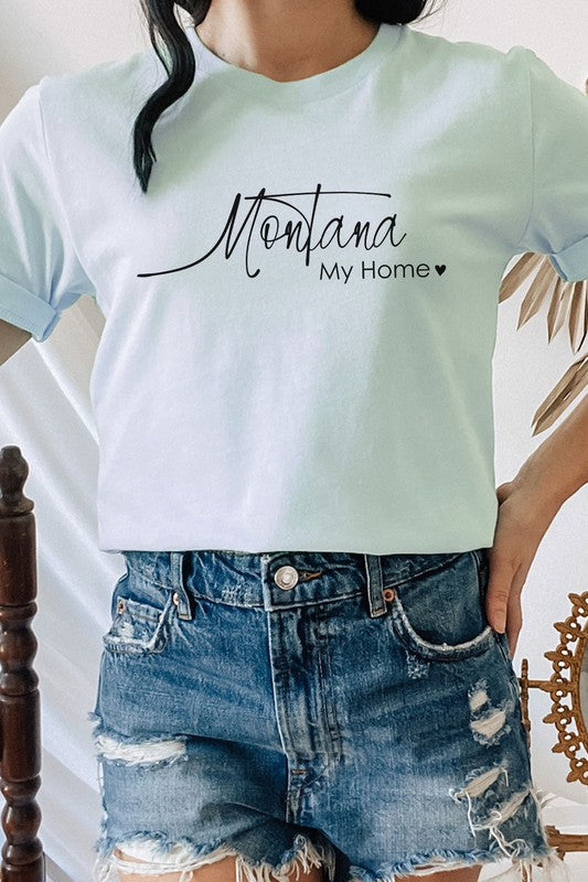 Montana My Home Heart State Graphic Tee T-Shirt