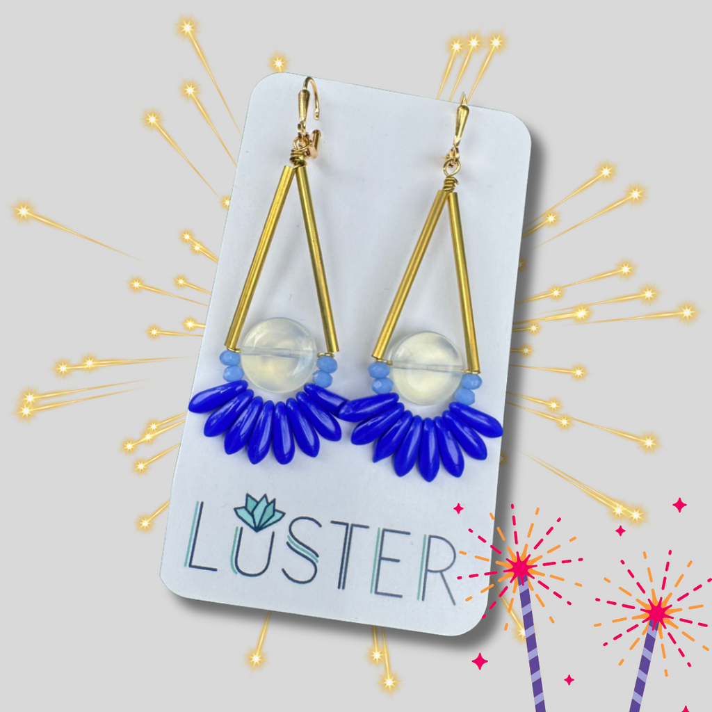 Gold Brass + Stone Statement Earrings