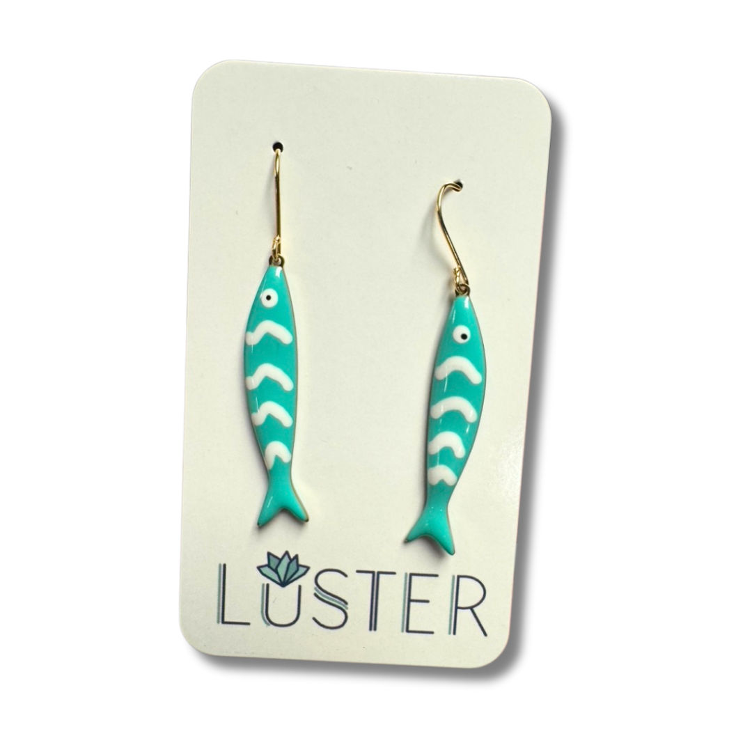 Enamel Fish Dangle Earrings