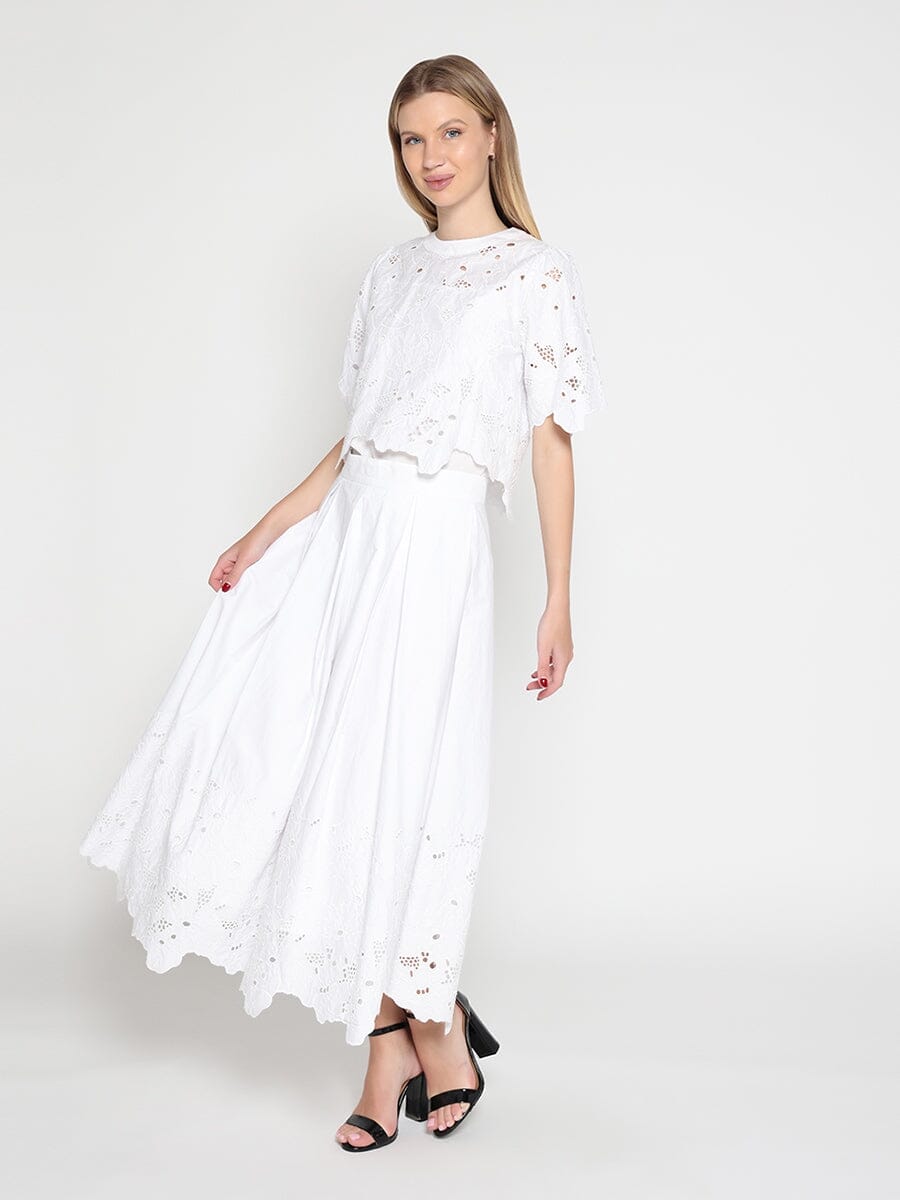 Gracia Fashion Women's Floral Lace Embroidered Hem A-Line Maxi Skirt