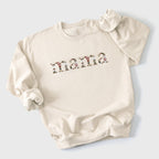 Floral Mama Sweatshirt | Neutral Embroidered Mom Crewneck