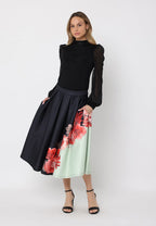 Gracia Fashion Women's Floral Print Pleated A-line Skirt