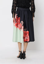 Gracia Fashion Women's Floral Print Pleated A-line Skirt