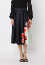 Gracia Fashion Women's Floral Print Pleated A-line Skirt
