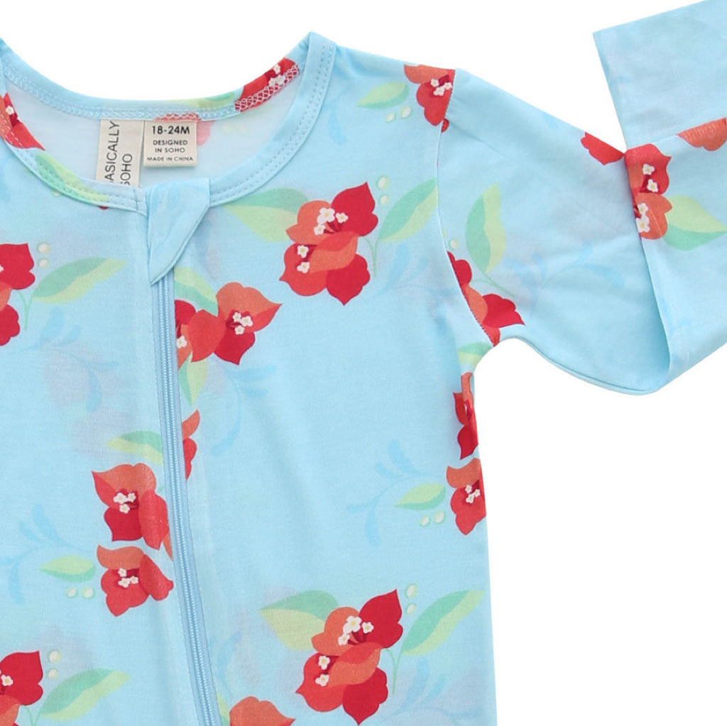 Amalfi Coast Red Flower Zippered Romper