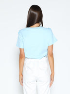 Gracia Fashion Women's Flower Applique Solid Color T-Shirt
