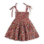 Fuchsia Floral Smocked Strappy Dress