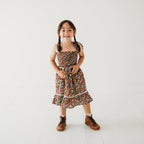 Fuchsia Floral Smocked Strappy Dress