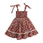 Fuchsia Floral Smocked Strappy Dress