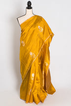 Geeta : Golden Yellow & Gold Banarasi Katan Silk Saree | Lightweight Bridal Wea