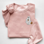 Embroidered Iced Coffee Ghost Funny Halloween Sweatshirt