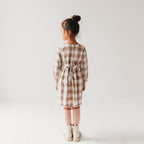 Gingham Mouse Play Dress | Grey Brushed Cotton Gingham