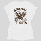 Girls Will Be Girls Riding Dragon Women's T-shirt