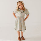 Green Floral Printed Dress with Lace Detail