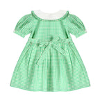 Green Gingham Emb. Mia Dress | Iconic Green Gingham Print