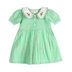 Green Gingham Emb. Mia Dress | Iconic Green Gingham Print