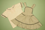 Green Gingham Pinafore Set | Girls' Embroidered Blouse & Dress