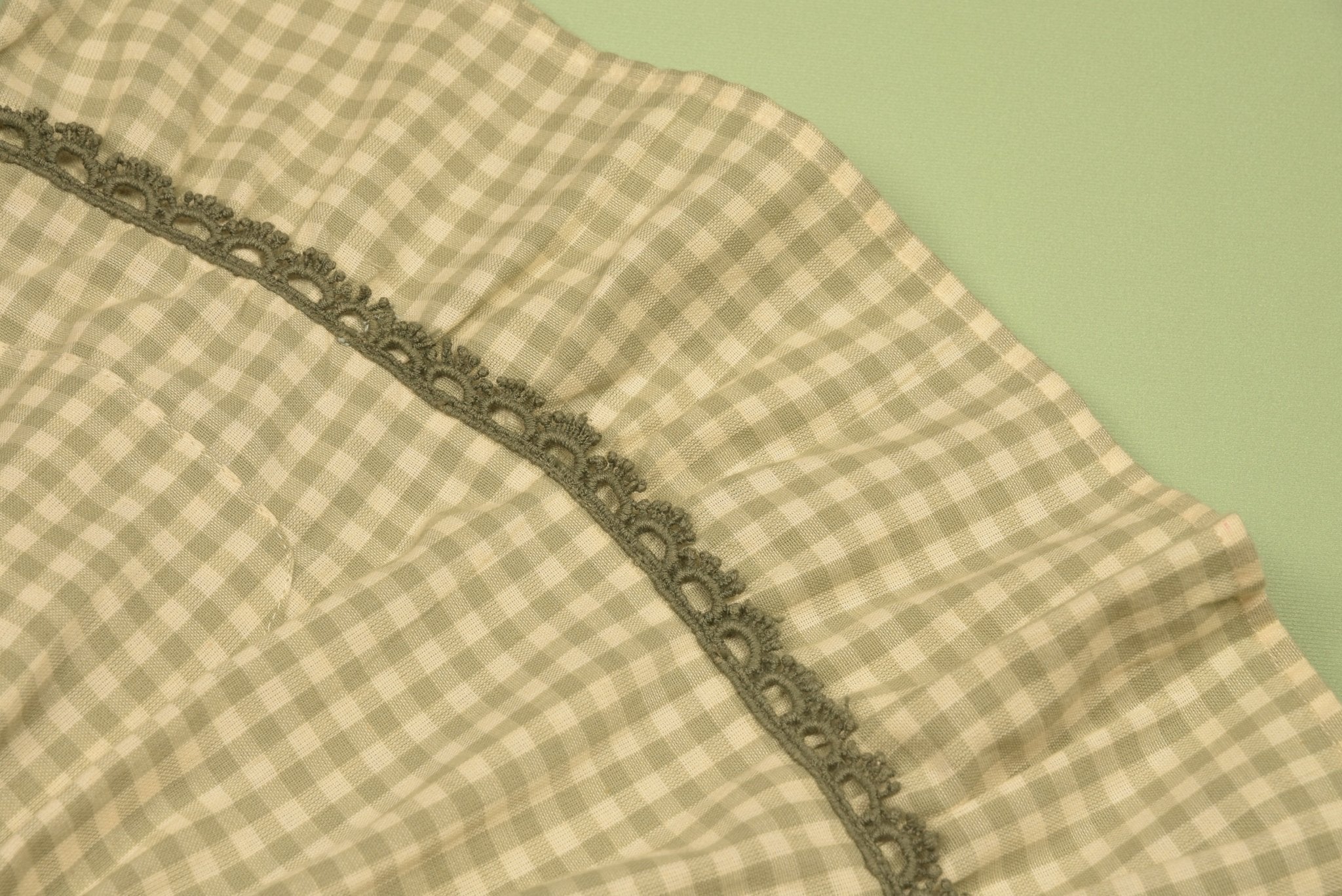 Green Gingham Pinafore Set | Girls' Embroidered Blouse & Dress