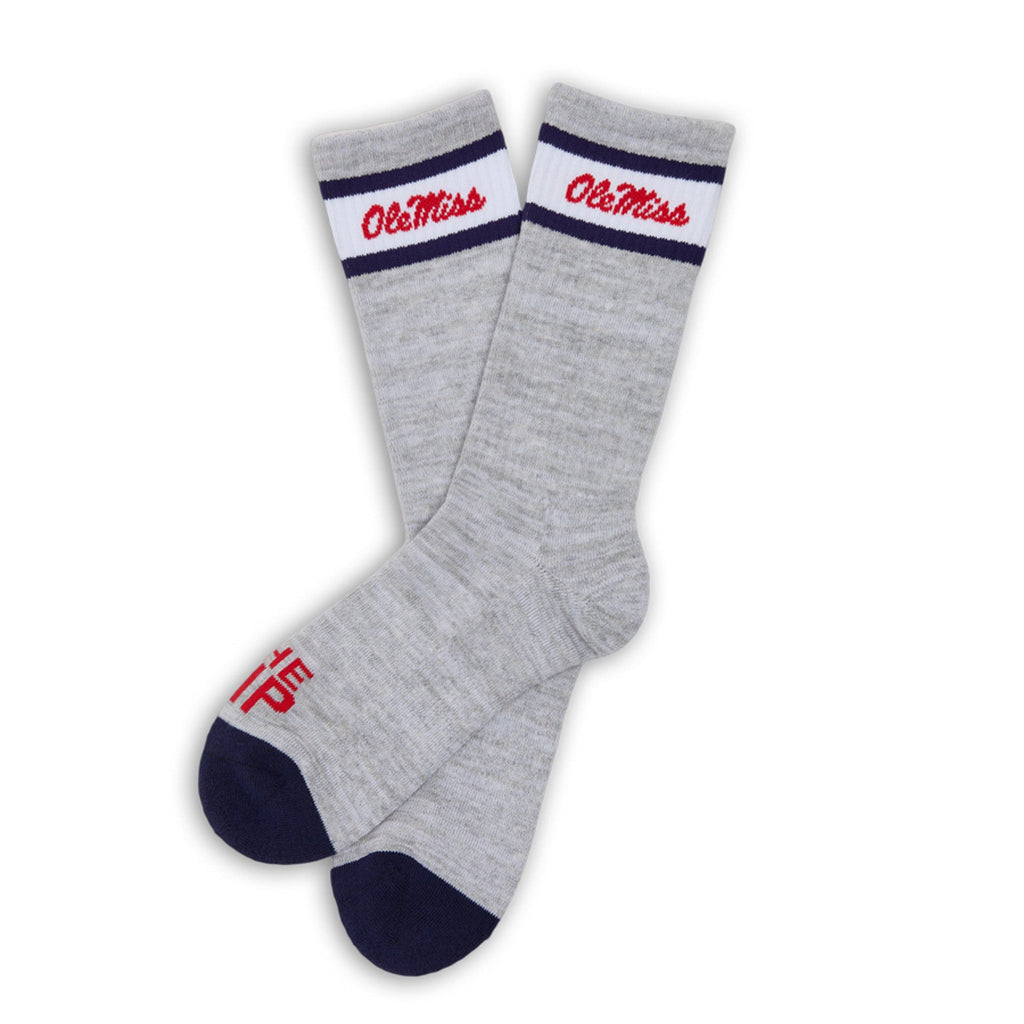Grey Retro Script Casual Crew Socks