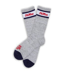 Grey Retro Script Casual Crew Socks