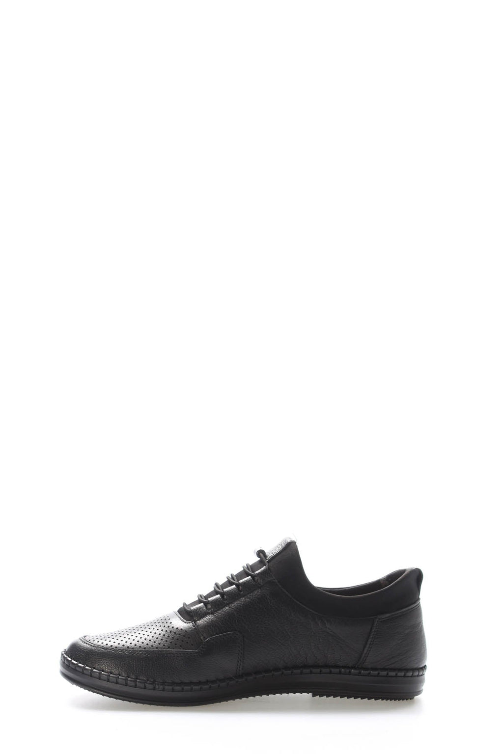 Black Perforated-Toe Leather Sneakers for Men | Wessi