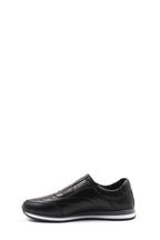Black Leather Contrast-Sole Sneakers for Men | Wessi