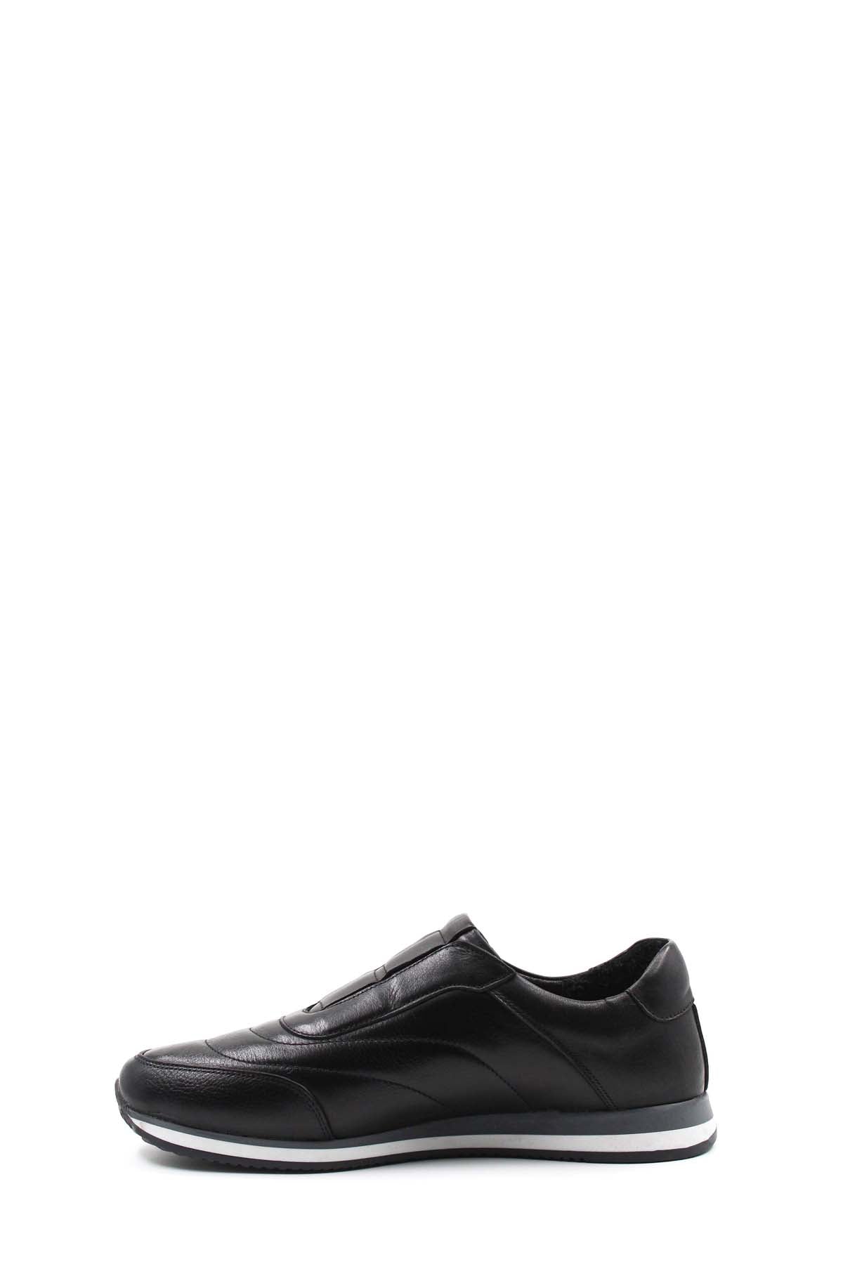 Black Leather Contrast-Sole Sneakers for Men | Wessi