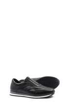 Black Leather Contrast-Sole Sneakers for Men | Wessi