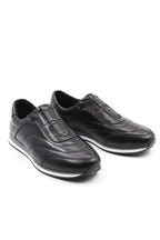 Black Leather Contrast-Sole Sneakers for Men | Wessi