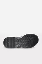 Black Leather Retro Runner Sneakers with White Sole | Wessi
