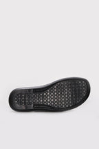 Black Embossed Leather Double-Strap Sandals for Men | Wessi