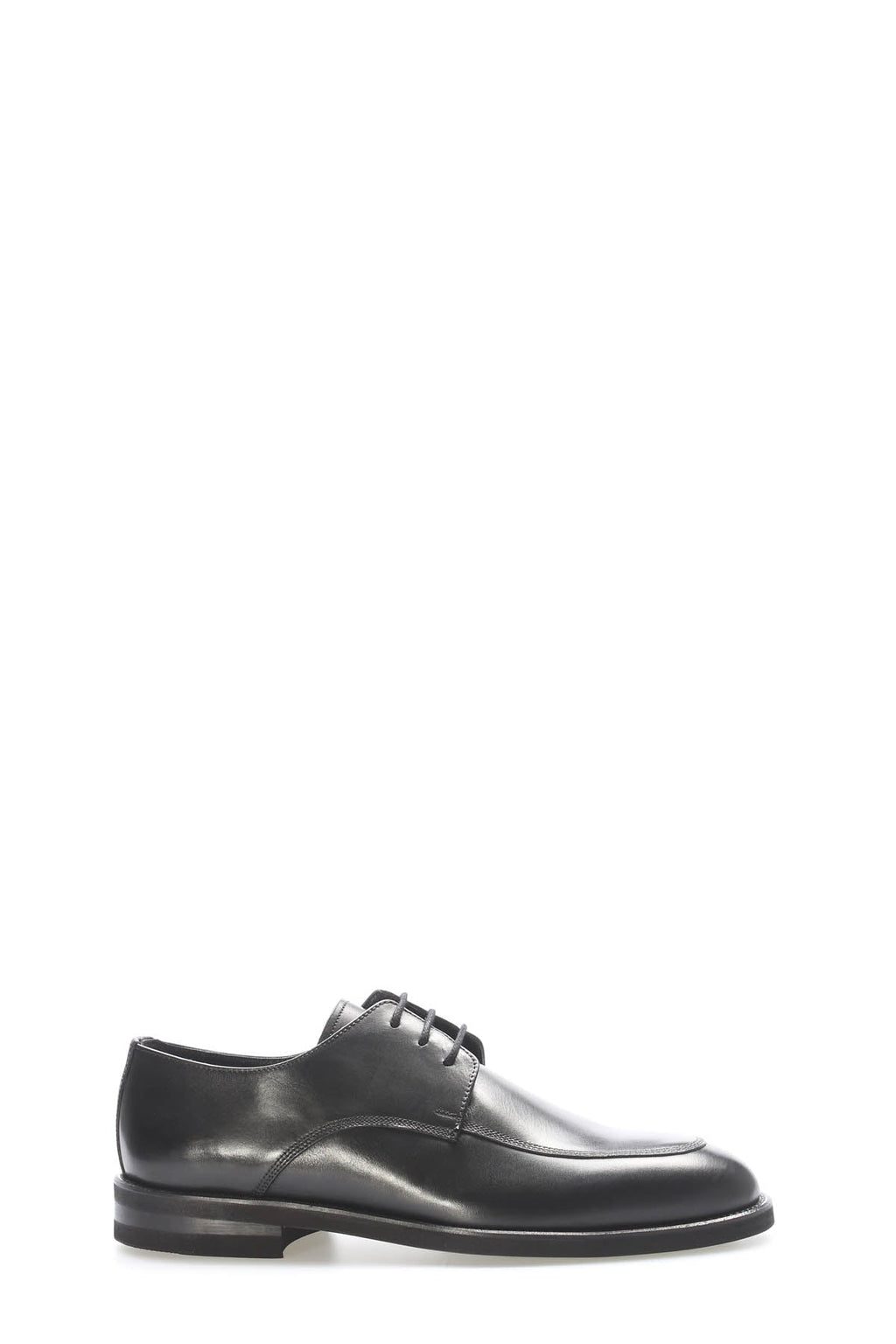 Black Leather Plain-Toe Lace-Up Dress Shoes for Men | Wessi